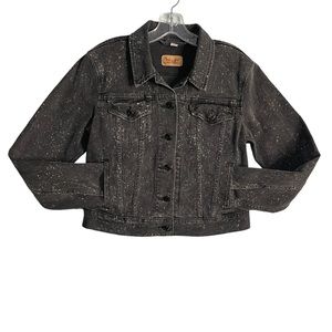 Levi’s black speckled polka dot 
Denim jean jacket size L